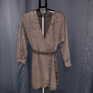 Long Sleeve V-Neck Wrap Dress